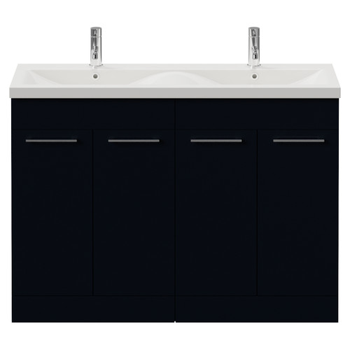 Napoli 390 Deep Blue 1200mm 4 Door Vanity Unit with Double Glide Basins Front View