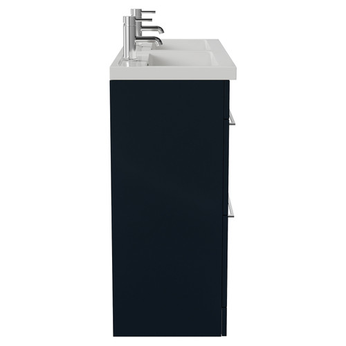 Napoli 390 Deep Blue 1200mm 4 Drawer Vanity Unit with Double Lucia Basins Side View