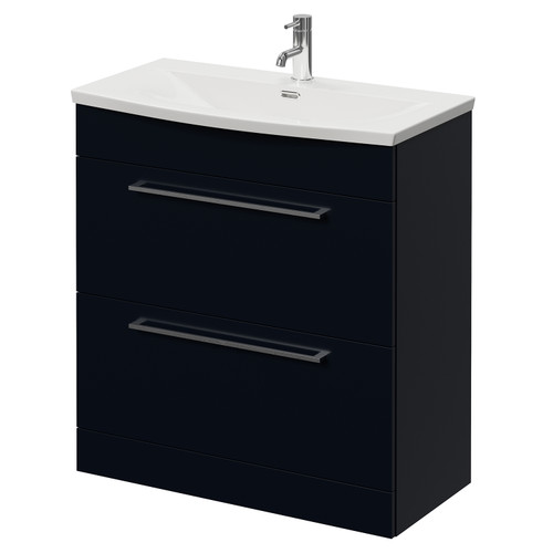 Napoli 390 Deep Blue 800mm 2 Drawer Vanity Unit with Arc Basin Right Hand View