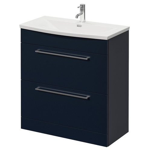 Napoli 390 Deep Blue 800mm 2 Drawer Vanity Unit with Arc Basin Right Hand View