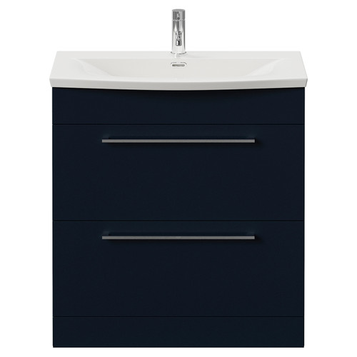 Napoli 390 Deep Blue 800mm 2 Drawer Vanity Unit with Arc Basin Front View