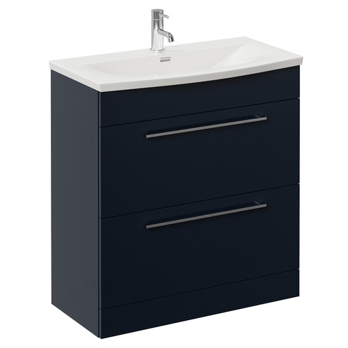 Napoli 390 Deep Blue 800mm 2 Drawer Vanity Unit with Arc Basin Left Hand View