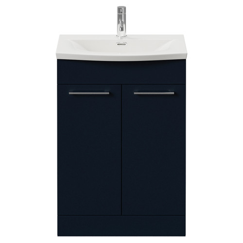 Napoli 390 Deep Blue 600mm 2 Door Vanity Unit with Arc Basin Front View