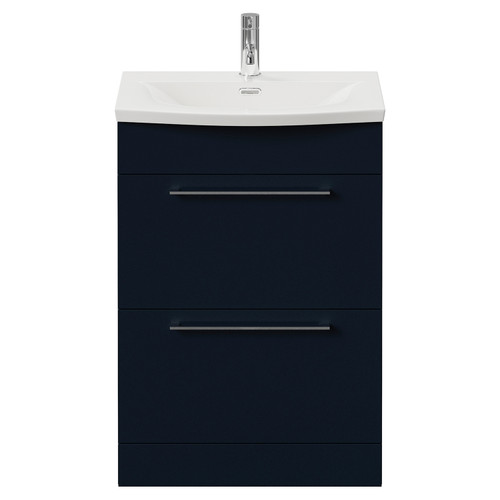 Napoli 390 Deep Blue 600mm 2 Drawer Vanity Unit with Arc Basin Front View