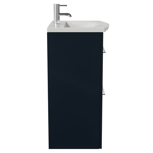 Napoli 390 Deep Blue 600mm 2 Drawer Vanity Unit with Arc Basin Side View