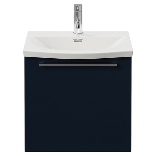 Napoli 390 Deep Blue 500mm Wall Mounted Single Drawer Vanity Unit with Arc Basin Front View