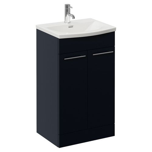Napoli 390 Deep Blue 500mm 2 Door Vanity Unit with Arc Basin Left Hand View
