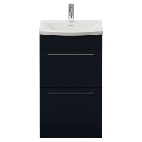 Napoli 390 Deep Blue 500mm 2 Drawer Vanity Unit with Arc Basin Front View