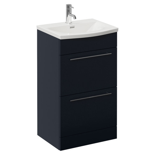 Napoli 390 Deep Blue 500mm 2 Drawer Vanity Unit with Arc Basin Left Hand View