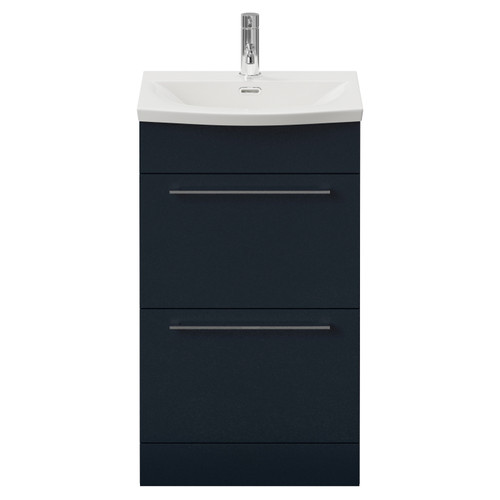 Napoli 390 Deep Blue 500mm 2 Drawer Vanity Unit with Arc Basin Front View