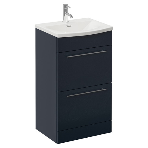 Napoli 390 Deep Blue 500mm 2 Drawer Vanity Unit with Arc Basin Left Hand View