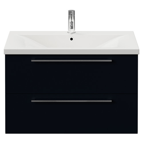 Napoli 460 Deep Blue 800mm Wall Mounted 2 Drawer Vanity Unit with Glide Basin Front View