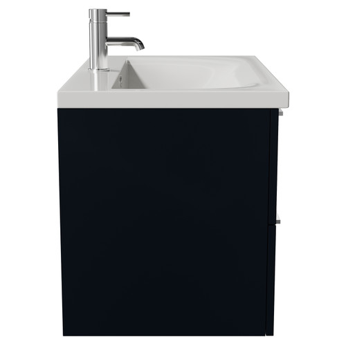 Napoli 460 Deep Blue 800mm Wall Mounted 2 Drawer Vanity Unit with Glide Basin Side View