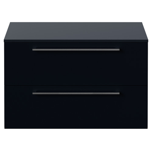 Napoli 460 Deep Blue 800mm Wall Mounted 2 Drawer Vanity Unit for Countertop Basins Front View