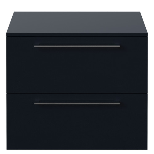 Napoli 460 Deep Blue 600mm Wall Mounted 2 Drawer Vanity Unit for Countertop Basins Front View