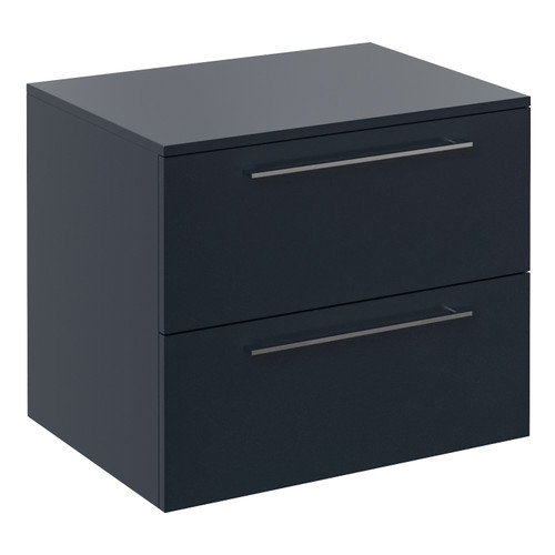 Napoli 460 Deep Blue 600mm Wall Mounted 2 Drawer Vanity Unit for Countertop Basins Left Hand View