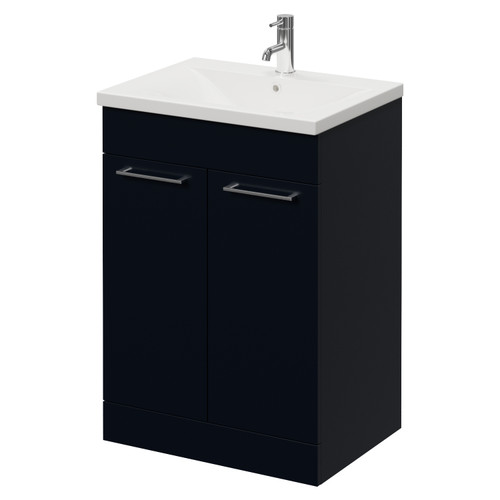 Napoli 460 Deep Blue 600mm 2 Door Vanity Unit with Glide Basin Right Hand View