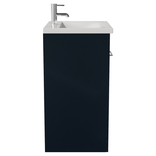 Napoli 460 Deep Blue 600mm 2 Door Vanity Unit with Glide Basin Side View
