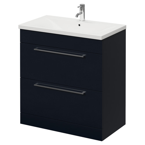Napoli 460 Deep Blue 800mm 2 Drawer Vanity Unit with Glide Basin Right Hand View