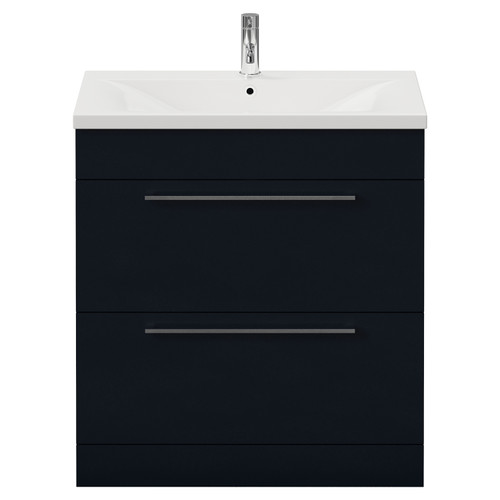 Napoli 460 Deep Blue 800mm 2 Drawer Vanity Unit with Glide Basin Front View