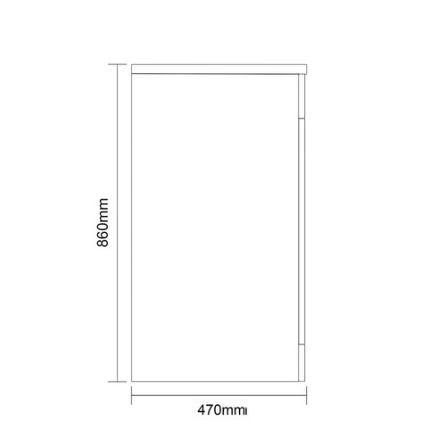 Napoli 460 Deep Blue 600mm 2 Door Vanity Unit for Countertop Basins Side on Dimensions