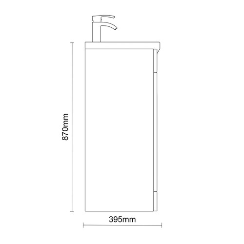 Napoli 390 Deep Blue 500mm 2 Door Vanity Unit with Glide Basin Side on Dimensions