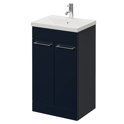 Napoli 390 Deep Blue 500mm 2 Door Vanity Unit with Glide Basin Right Hand View