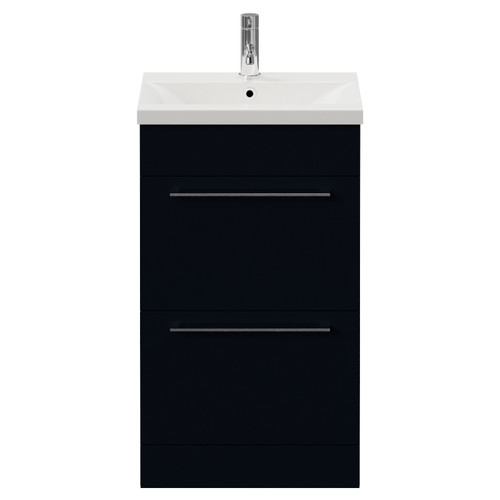 Napoli 390 Deep Blue 500mm 2 Drawer Vanity Unit with Glide Basin Front View