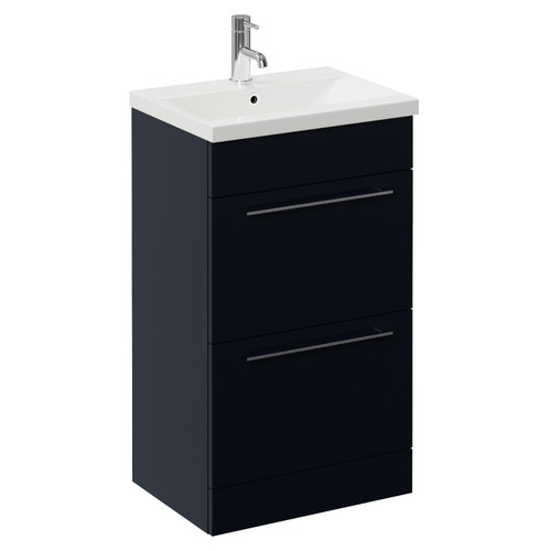 Napoli 390 Deep Blue 500mm 2 Drawer Vanity Unit with Glide Basin Left Hand View