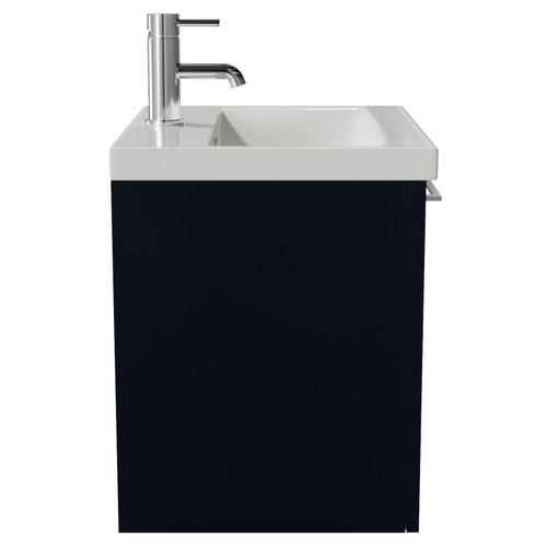 Napoli 390 Deep Blue 500mm Wall Mounted Single Drawer Vanity Unit with Glide Basin Side View