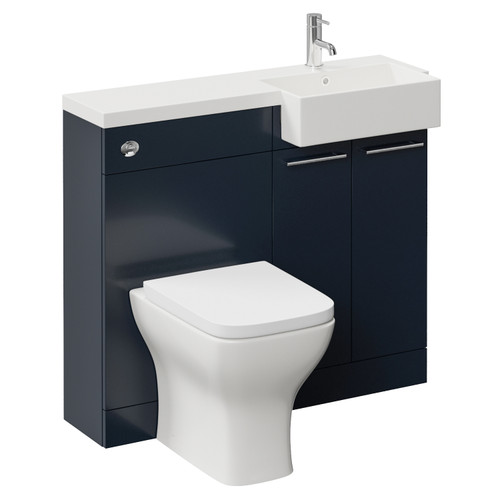 Napoli 250 Deep Blue 1000mm 2 Door Vanity Unit Toilet Suite with Right Hand Square Rico Semi Recessed Basin Left Hand View