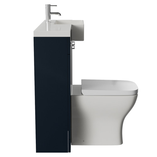Napoli 250 Deep Blue 1000mm 2 Door Vanity Unit Toilet Suite with Right Hand Square Rico Semi Recessed Basin Side View
