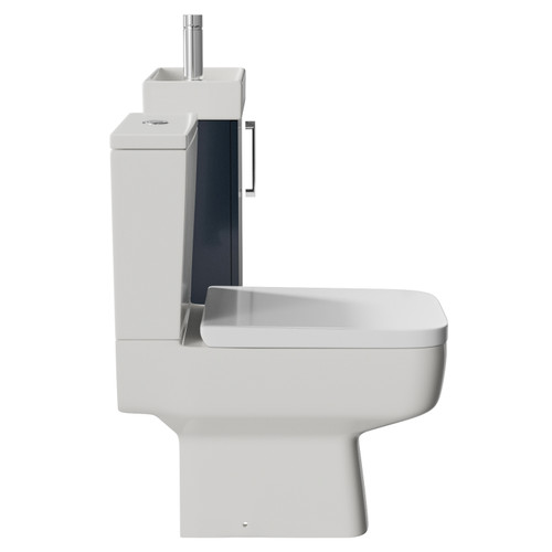Napoli Cube Deep Blue 400mm Single Door Wall Mounted Vanity Unit and Toilet Suite with Align Basin Side View