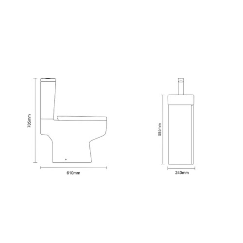 Napoli Cube Deep Blue 400mm Single Door Wall Mounted Vanity Unit and Toilet Suite with Align Basin Side on Dimensions