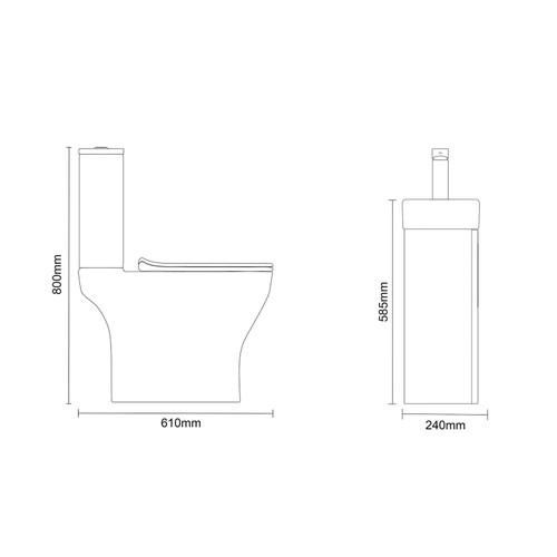 Napoli Cube Deep Blue 400mm Single Door Wall Mounted Vanity Unit and Jubilee Toilet Suite with Align Basin Side on Dimensions