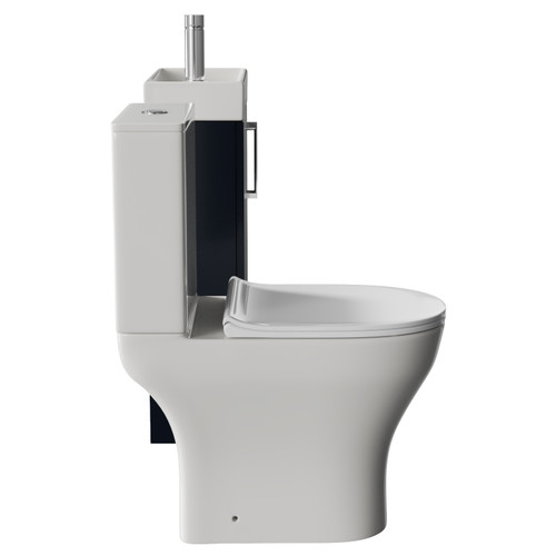Napoli Cube Deep Blue 400mm Single Door Vanity Unit and Jubilee Toilet Suite with Align Basin Side View