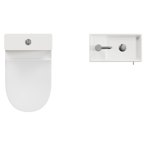 Napoli Cube Deep Blue 400mm Single Door Vanity Unit and Jubilee Toilet Suite with Align Basin Top View