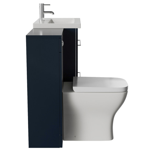 Napoli 390 Deep Blue 1100mm 2 Drawer Vanity Unit Toilet Suite with Glide Basin Side View