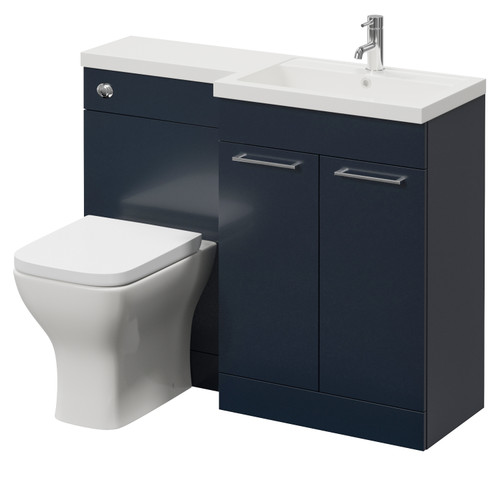 Napoli 390 Deep Blue 1100mm 2 Door Vanity Unit Toilet Suite with Square Right Hand Lucia Basin Right Hand View