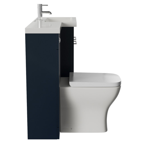 Napoli 390 Deep Blue 1100mm 2 Door Vanity Unit Toilet Suite with Square Right Hand Lucia Basin Side View