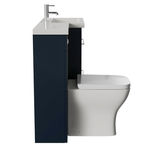 Napoli 390 Deep Blue 1100mm 2 Drawer Vanity Unit Toilet Suite with Square Right Hand Lucia Basin Side View