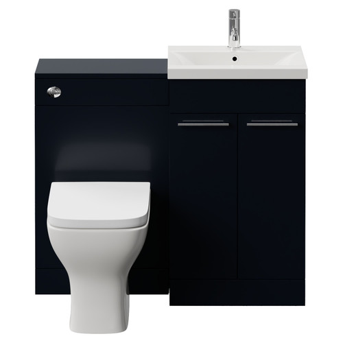 Napoli 390 Deep Blue 1000mm 2 Door Vanity Unit Toilet Suite with Glide Basin Front View