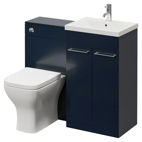 Napoli 390 Deep Blue 1000mm 2 Door Vanity Unit Toilet Suite with Glide Basin Right Hand View