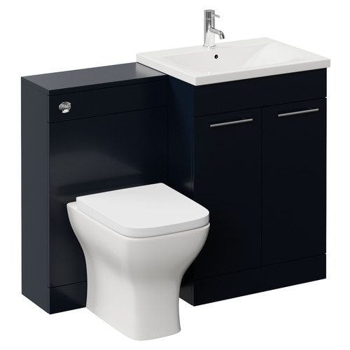 Napoli 460 Deep Blue 1100mm 2 Door Vanity Unit Toilet Suite with Glide Basin Left Hand View