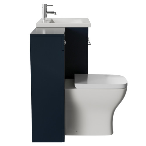 Napoli 460 Deep Blue 1100mm 2 Door Vanity Unit Toilet Suite with Glide Basin Side View