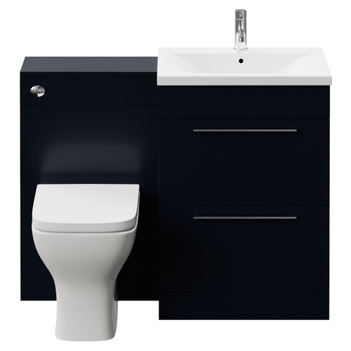 Napoli 460 Deep Blue 1100mm 2 Drawer Vanity Unit Toilet Suite with Glide Basin Front View