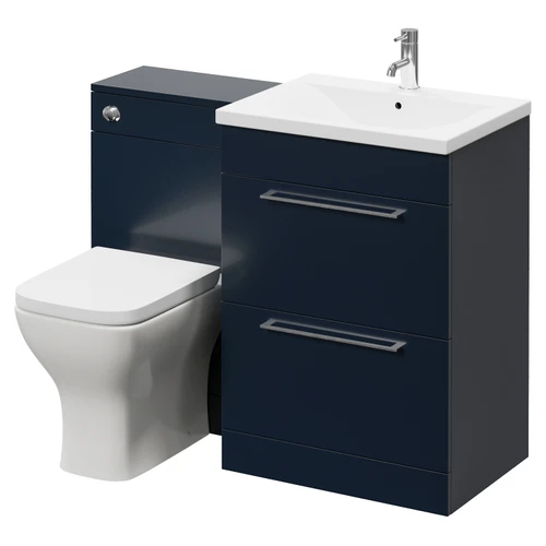 Napoli 460 Deep Blue 1100mm 2 Drawer Vanity Unit Toilet Suite with Glide Basin Right Hand View