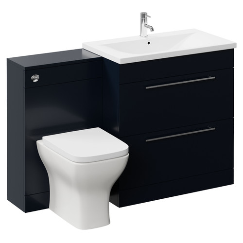 Napoli 460 Deep Blue 1300mm 2 Drawer Vanity Unit Toilet Suite with Glide Basin Left Hand View