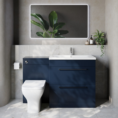 Napoli 460 Deep Blue 1300mm 2 Drawer Vanity Unit Toilet Suite with Glide Basin Lifestyle Image