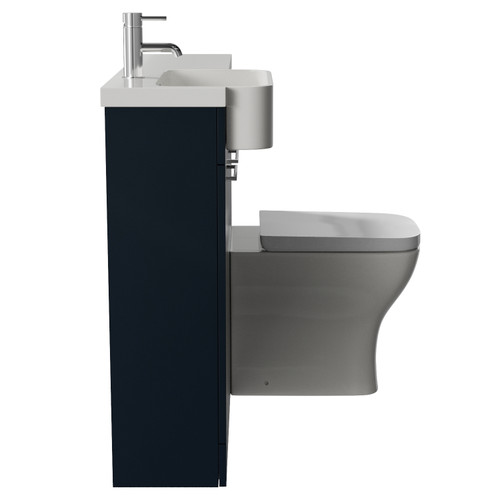 Napoli 250 Deep Blue 1000mm 2 Door Vanity Unit Toilet Suite with Left Hand Round Rico Semi Recessed Basin Side View